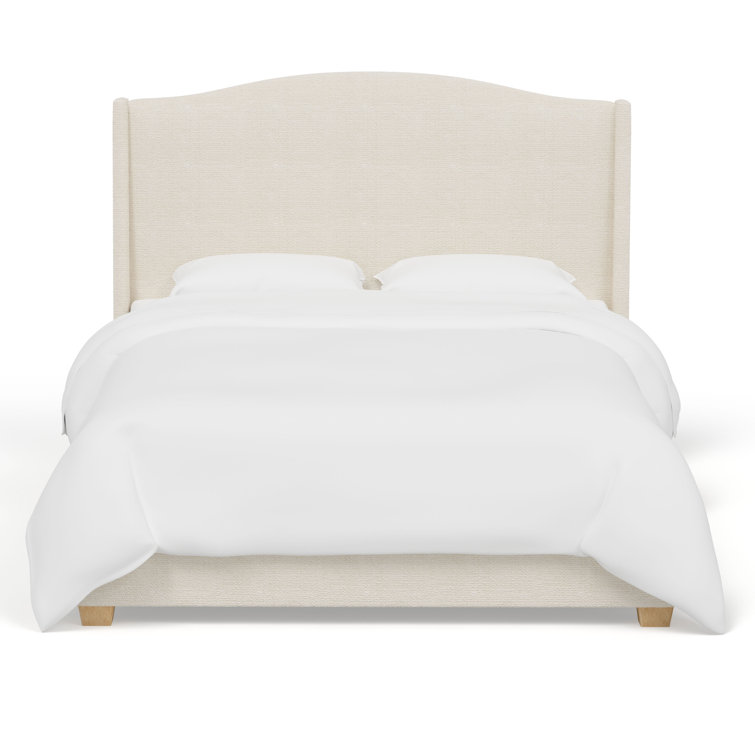 Hellerman Curved Wingback Bed Latitude Run Color Organic Weave Snow Size Queen